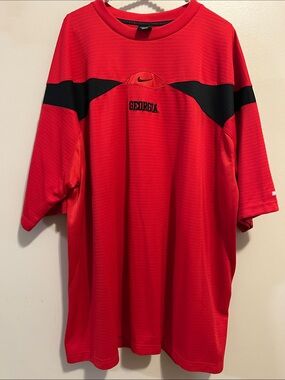 Vintage Nike Team Georgia Bulldogs Shirt XXL Center Swoosh Red Jersey UGA Y2K